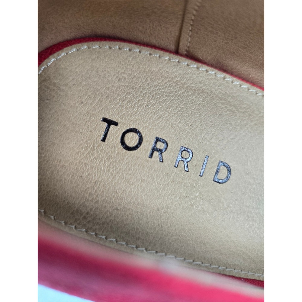 Torrid Mary Jane Espadrille Platform Wedge 10 Wide Fit Red Canvas Retro Pumps - Picture 8 of 10
